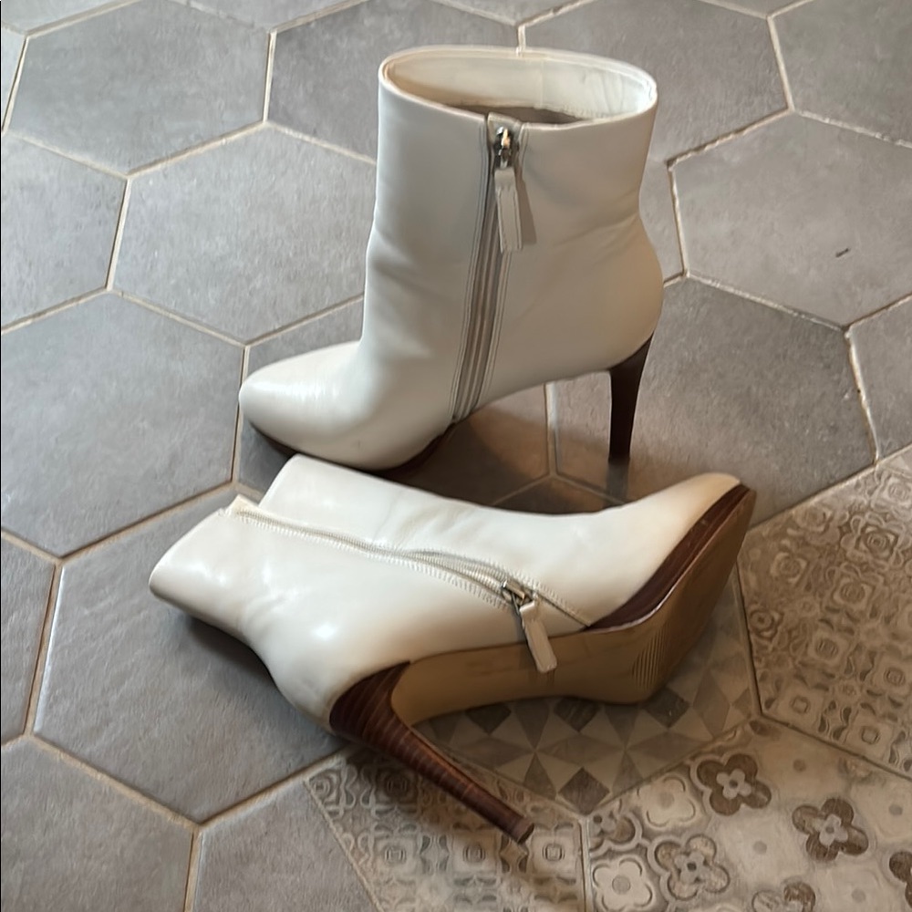 Nine West White Heeled Boots